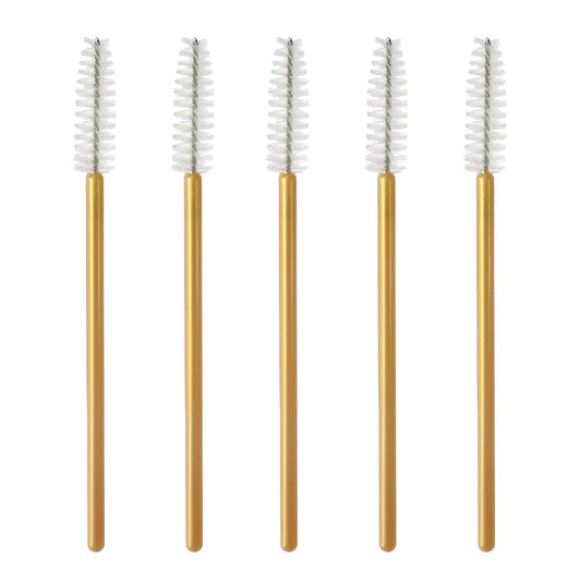 300 Pcs Disposable Mascara Wands Brushes Eyelash Extensions Eye Lash Wand Makeup Applicators Tool, Gold/White