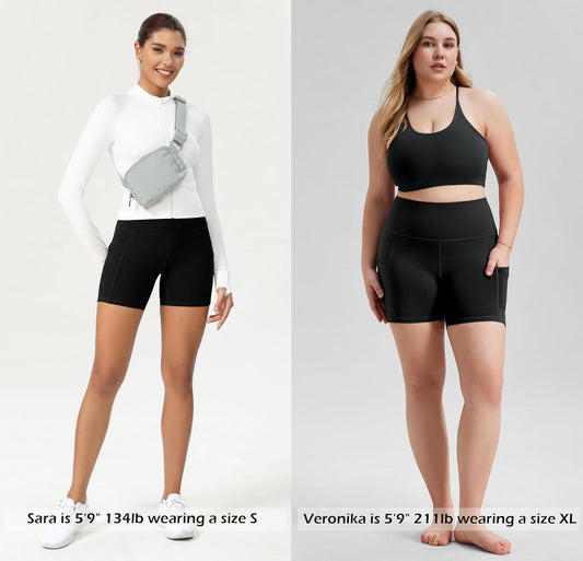 Women'S Tummy Control Biker Shorts 2.0 with Pockets High Waist Athletic Workout Yoga Shorts-5" / 8" / 10" Inseam